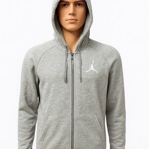 Jordan Gray Hoodie with Red Logo
